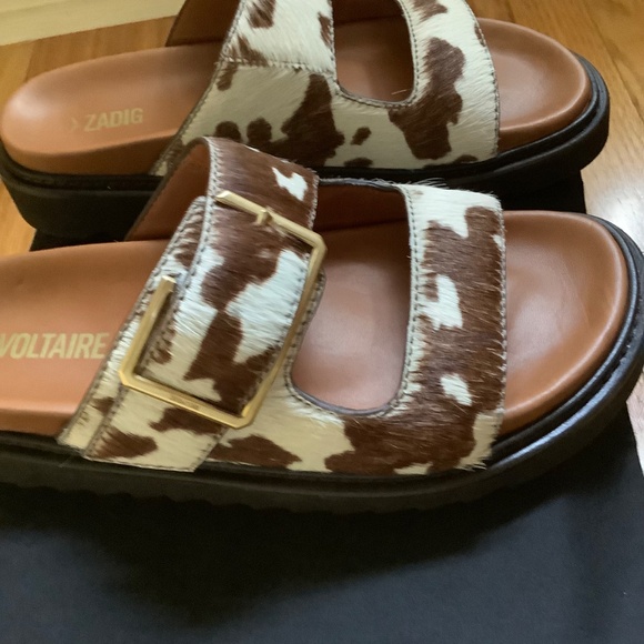 Zadig & Voltaire Cecilia Alpha Cow Sandals SZ 40 - Picture 3 of 16